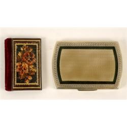 A Russian Silver Gilt Box, the hinged lid decorated with engine turned enamel within a leaf borde...