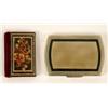 Image 1 : A Russian Silver Gilt Box, the hinged lid decorated with engine turned enamel within a leaf borde...