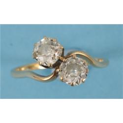 A Two Stone Diamond Crossover Ring  See illustration £280 - 320...