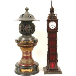 A Tall Fretwork Clock, the enamel dial with Roman numerals, 89 cm  See illustration £40 - 60...