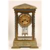 Image 1 : A Victorian Mantle Clock, the brass dial with Arabic numerals, in a green onyx case, with gilt me...