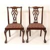 Image 1 : A Set of Six Mahogany Dining Chairs, with pierced splats, drop in seats, and on carved cabriole b...