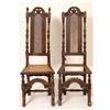 Image 1 : A Pair of Early 18th Century oak Chairs, the carved crest rail above caned backs and seats, with...
