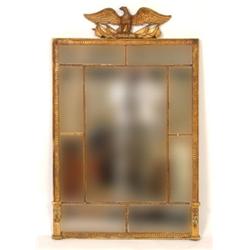 A 19th Century Wall Mirror, the central rectangular plate surrounded by eight smaller, surmounted...