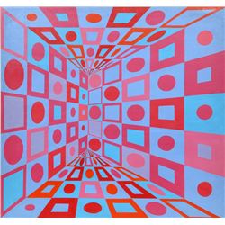 Roy Ahlgren, Red Blue Variations, Acrylic Painting