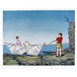 Tito Salomoni, Newspaper Boat, Lithograph