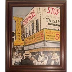 M. Herbert, Nathan's Famous Coney Island, Oil Painting