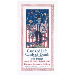 Ted Davies, Cards of Life, Cards of Death Exhibition, Woodcut Poster