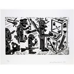 Richard Mock, Video Gaming Central America, Linocut