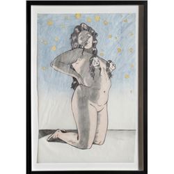 Rudy Royval, Woman and Stars, Colored Pencil Drawing