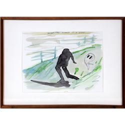 Thaddeus Strode, Behind, Watercolor and Ink Drawing