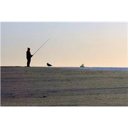 Mickey Frome, Fisherman, Boat, & The Sea, Color Photograph