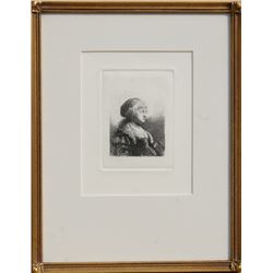 Rembrandt van Rijn, Saskia with Pearls in Her Hair, Etching