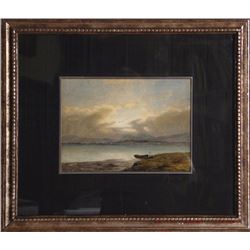 Hermann Eschke, Boat on Land, Watercolor Painting