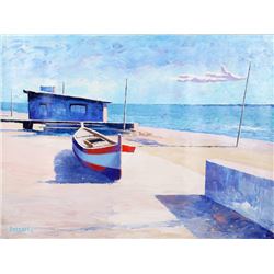 Bassari, Seaside One Boat, Oil Painting