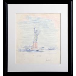 Dimitrie Berea, Statue of Liberty (39), Ink and Pastel Drawing