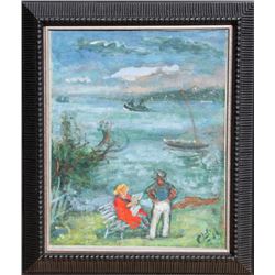 Robert Philipp, Sailor and Reading Woman, Oil Painting