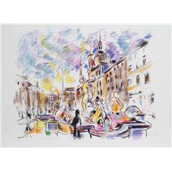 Wayne Ensrud, Piazza Navona, Rome, Lithograph