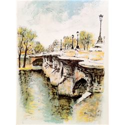 Ira Moskowitz, Canal and Bridge, Lithograph