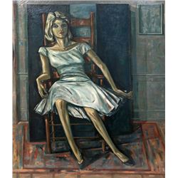 Edith Varian Cockroft, Girl in a White Dress, Oil Painting