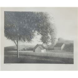 Robert Kipniss, Long Wall and Bushy Tree, Lithograph