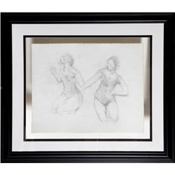 Moses Soyer, Two Dancers and Seated Dancer (Double-Sided), Pencil Drawing