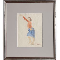 Raphael Soyer, The Dancer, Watercolor Painting