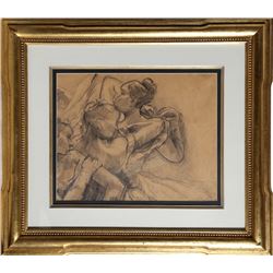Raphael Soyer, Dancers Dressing, Charcoal Drawing