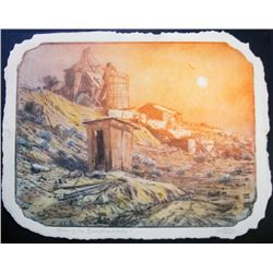 Roy Purcell, Ruin of the Wall Street Mine, Aquatint Etching