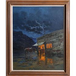 Jorge Braun Tarallo, Saloon, Oil Painting