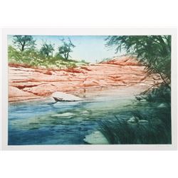 Harvey Kidder, Canyon Stream, Aquatint Etching