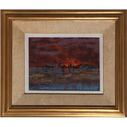 Richard Florsheim, Fire - Low Tide, Oil, Wax and Gesso Painting