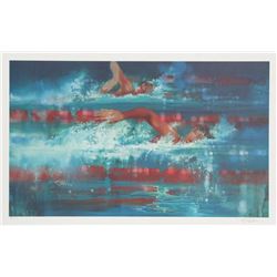 Robert Peak, Swimming from the Visions of Gold Olympic Portfolio, Lithograph