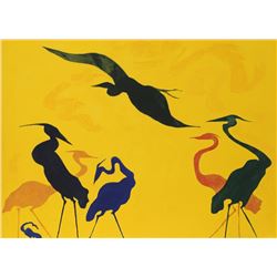 Arlene Slavin, Dawn Heron, Spit-bite Aquatint Etching