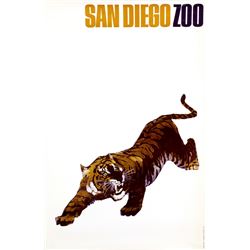 Travel Poster - San Diego Zoo - Tiger, Poster