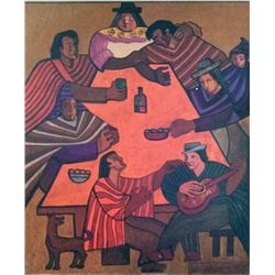 Victor Delfin, Adios Pueblo de Ayacucho, Oil Painting