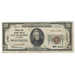 1929 $20 San Francisco California National Currency Note
