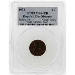 1972 Double Die Lincoln Penny PCGS Graded MS64RB