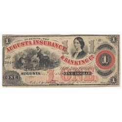 1860s $1 The Augusta Insurance & Banking Co Obsolete Note