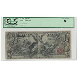 1896 $5 Silver Certificate Educational Note PCGS Graded VG8