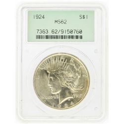 1924 $1 Peace Silver Dollar PCGS MS62