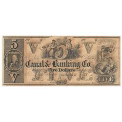 1800s $5 The New Orleans Canal & Banking Company Note