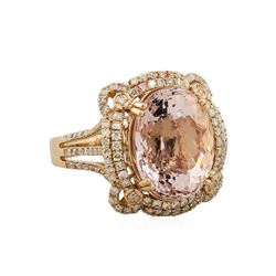 14KT Rose Gold 10.49ct Morganite and Diamond Ring