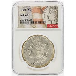 1886 $1 Morgan Silver Dollar NGC Graded MS63