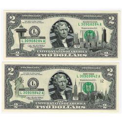 Set of (2) 2003A $2 New York Federal Reserve Notes