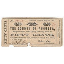 1862 50 Cents The County of Augusta Note