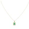Image 1 : 14KT Yellow Gold 1.09ct Emerald and Diamond Pendant With Chain