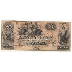 1800s $20 Canal Bank New Orleans Obsolete Bank Note