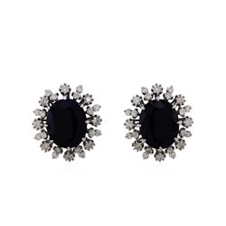 14KT White Gold 16.05ctw Sapphire and Diamond Earrings
