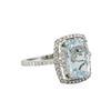 Image 1 : 14KT White Gold 3.95ct Aquamarine and Diamond Ring